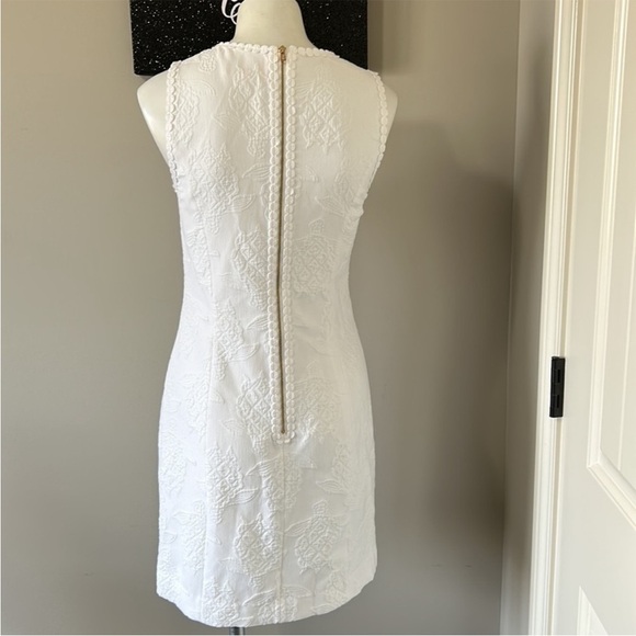 Lilly Pulitzer Women's Visit Mila Jacquard Shift Dress Lace Trim White Sz 2 - Picture 8 of 12
